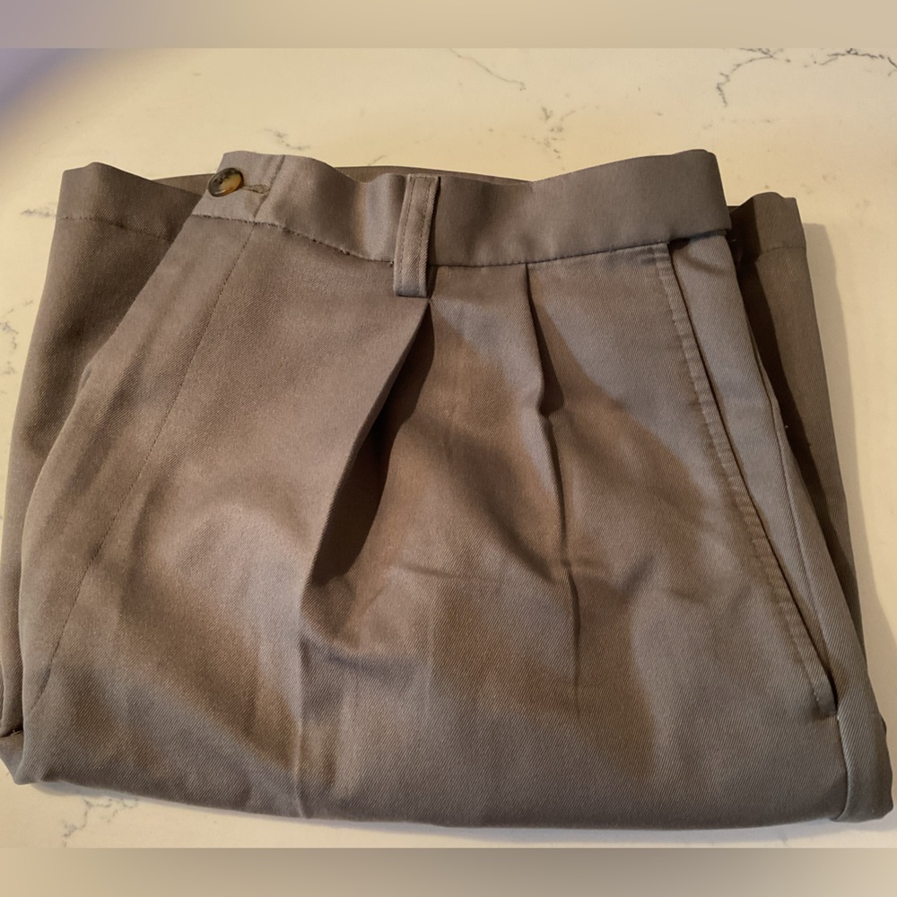 Men's Khaki Pleated Dress Shorts with flex waist